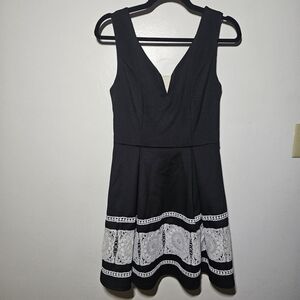 Alya Black Dress with White Lace Accents